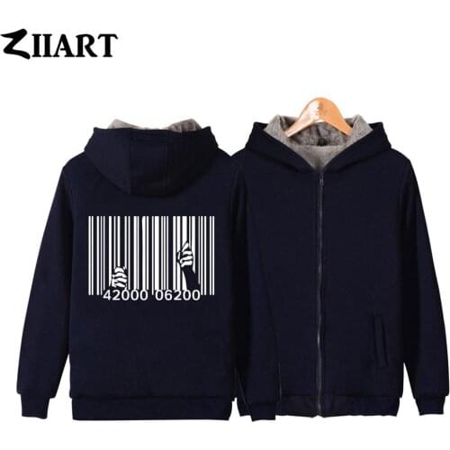 Prison Break Anarchy Break Bar Code Jail Consumerism Revolution Woman Girl Parkas Full Zip Coat Plus Velvet Autumn Winter ZIIART