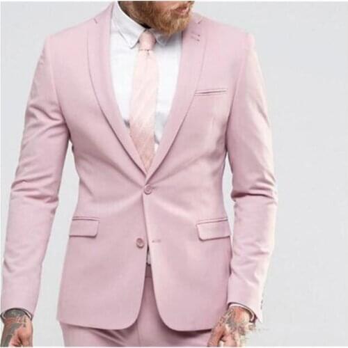 Pink Custom Made Best Men Suit Groom Tuxedos Groomsman Suits Wedding Suits Dinner Suits Business Suits Two Piece(Jacket+Pants)