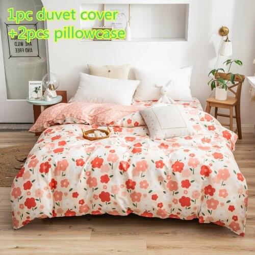 Pink duvet cover sets cotton flowers quilt cover single double queen king bedding sets 2pc pillowcase princess comforter cover