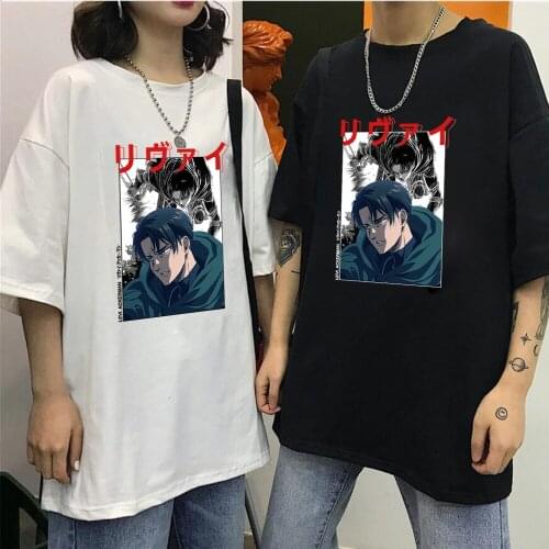 Harajuku Style Shirts Anime Print Attack On Titan Tshirt Summer Unisex Casual Loose Top