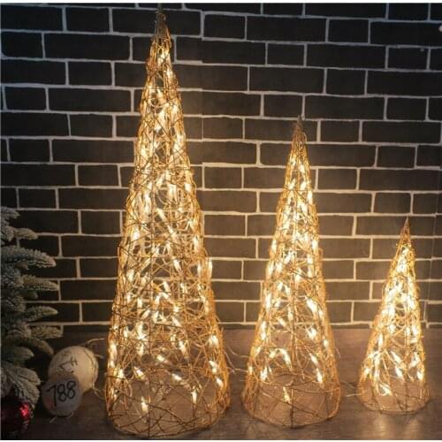 Stage scene layout Christmas mall decoration rattan luminous cone shape decoration ornaments window decoration cone type