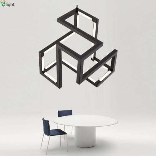 Modern Geometry Metal Led Pendant Lights Acrylic Living Room Led Pendant Lamp Bedroom Led Pendant Light Hanging Light Fixtures