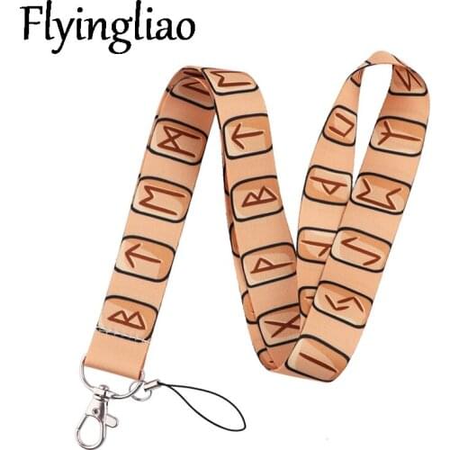 Norse Vikings Cool Symbols Runes Neck Strap Lanyards ID badge card holder keychain Mobile Phone Strap Gift webbing necklace
