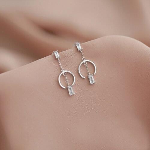 Drop Earrings For Women Geometric Zircon Tassel Circle Korean Vintage New Trendy Charm Female Commuter Party Jewelry BOYULIGE