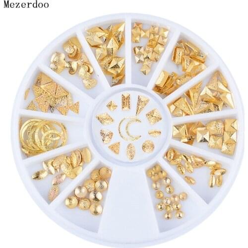 1 Wheel 3D Nail Decoration Gold Rivet Shape Design Manicure Decoration Charm Moon Spike Jewelry Manicure Tool