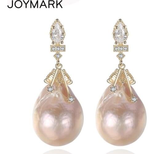 Baroque Oval Shape Natural Freshwater Pearls 925 Sterling Silver Stud Earrings Women Fine Jewelry Wedding Party Gift JPSE064