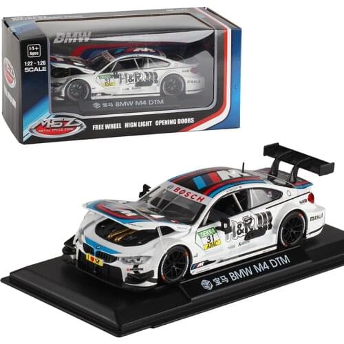 1:24 M4 M6 DTM/Z4 GT3 Free Wheeling High Light Sport Racing Car Model Hot color wheel Diecast Metal Alloy Vehicle