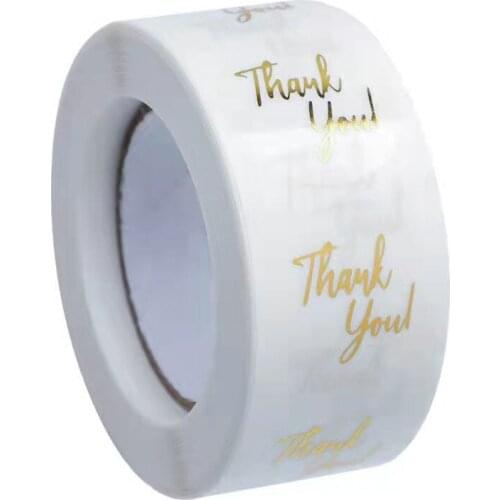 1" Thank You Stickers,Gold Foil Font Stickers Roll for Bubble Mailers,Packaging Bags,Boxes,Envelopes,Gifts Wraps 500 Labels Per