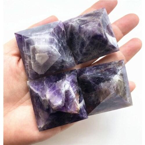 1 Piece Natural Dream Amethyst Pyramid Crystal Energy Point Meditation Wand Decoration Natural Quartz Crystals