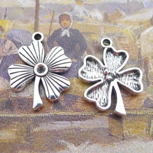 Newest 10Pieces 23*18mm Mixed Alloy Antique Silver Color Four Leaf Clover Charms Pendant Accessory For DIY Jewelry Making