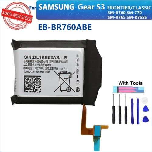 100% Original 380mAh EB-BR760ABE For Samsung Gear S3 Frontier Classic EB-BR760A SM-R760 SM-R770 SM-R765 Replacement Battery