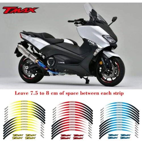 12 Pcs Fit Motorcycle Wheel Sticker stripe Reflective Rim For YAMAHA TMAX TMAX500 TMAX530 500 530