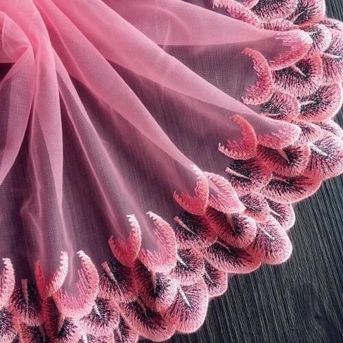 2Yards Peacock Tail 8 Colors Lace Ribbon DIY Embroidered Net Lace Trim Fabric Ribbons For Sewing Decoration Supplies