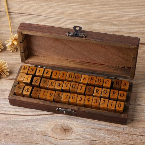 42pcs/pack Creative uppercase and lowercase letter Wooden rubber scrapbooking stamp Gift wooden box H045
