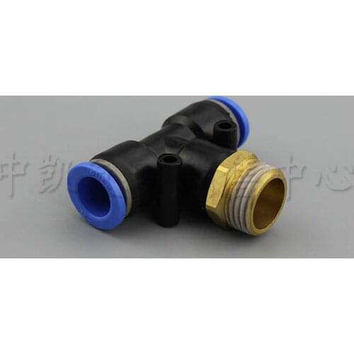 5Pcs PB6-02 6mm-1/4" Threaded Male Tee Pneumatic Connector