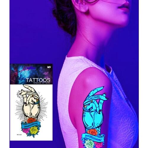 Factory 500pcs Night Party Fluorescent Arm Waterproof Tattoo Sticker WS Summer Beach Bar Temporary Tattoo Holiday Body Tatuajes