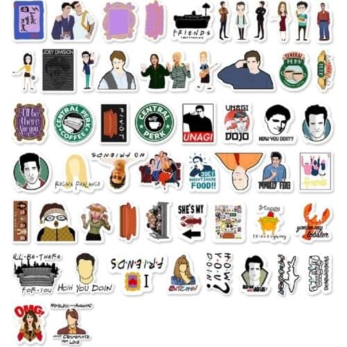 55pcs Anime Friends Sticker TV Series Show Graffiti Gifts For Suitcase DIY Laptop Guitar Skateboard Phone Waterproof Stickers