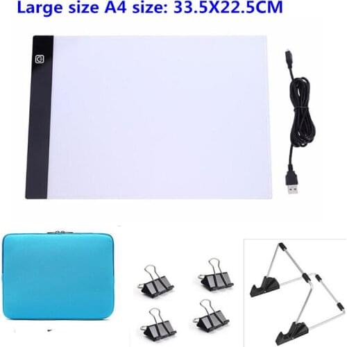 A4 LED Light Pad for Diamond Painting, USB Powered Light Board Kit, Adjustable Brightness with Detachable Stand and Clips