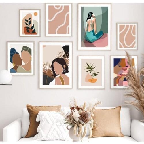 Abstract Irregular Pattern Posters and Prints Boho Style Girl Wall Art Canvas Painting Modern Home Decoration Living Room Mural