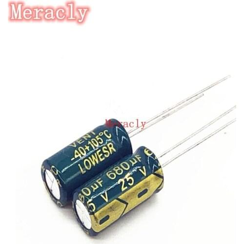 5PCS 25V 680UF Aluminum electrolytic capacitors Own factory long life High frequency and low resistance best quality 20