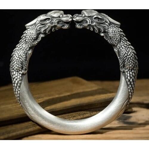 Retro Personality Brave Troops Bracelet Silver Plated Opening Bracelet Fashion Mens and Womens Lucky Wealth Jewelry