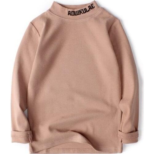 ChildrenT-shirt Winter Teens Girls Boys Clothes Comfortable Letter Embroidery Turtleneck Tops 4 To 14 Years 5 Color T Shirts