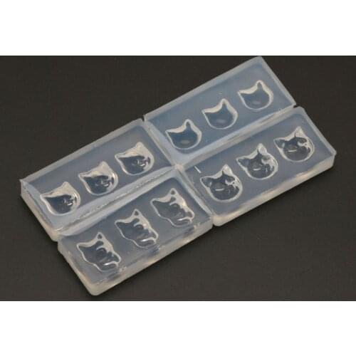 4Pcs Cat Head 3D Silicone Nail Art Clear Molds Kit Cartoon Cat Nail Carving Mold Nail Art Templates Maincure Tools