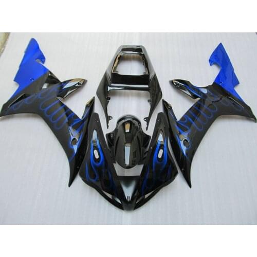 Motorcycle Fairing kit for YAMAHA YZFR1 02 03 YZF R1 2002 2003 YZF1000 yzfr1 02 ABS Blue flames black Fairings set+7gifts YE35