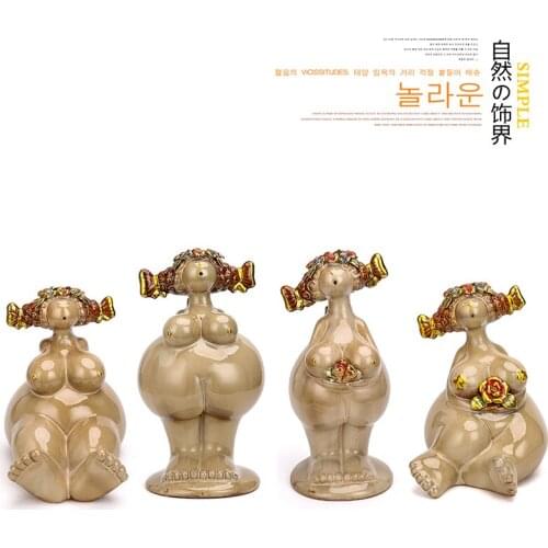 Creative ceramic angel fairy figurines home decor crafts room decoration Plump woman angel ornament wedding decoration statue