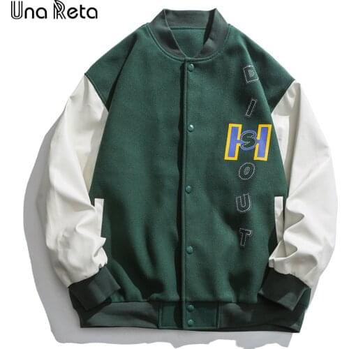 Una Reta Streetwear Mens Coat Autumn Winter Men Clothing Leather Patchwork Coat Mens Jackets Plus Size Retro baseball Jacket