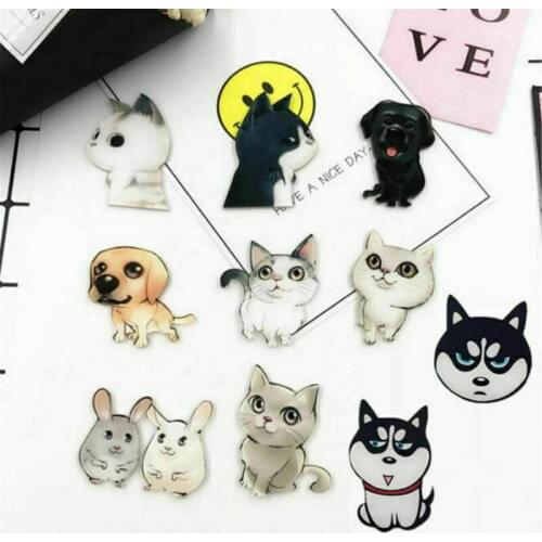Cute Acrylic Animal Cartoon Brooch Pins Cat Husky Dog Badges Pins Jewelry