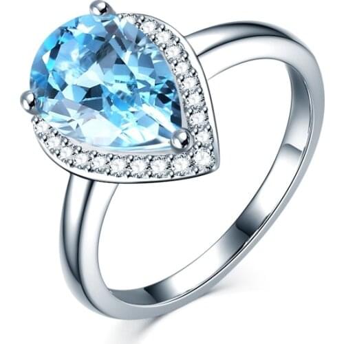 Fashion Jewelry Sky Blue Shaped Heart Zirconia Promise Ring Wedding Engagement Rings For Women Bijoux Femme Anniversary Gifts