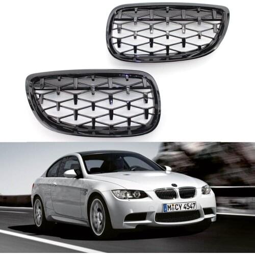 A Pair Car Front Grille Diamond Grills For BMW E92 E93 3 Series 2-Door 2006-2014 Bumper Racing Grill Auto Accessories