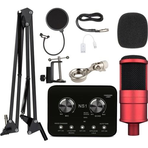JAYETE bm 800 Suspension Condenser Microphone Kit Professional Podcast Mic For Computer Karaoke KTV BM800 Mic+NS1 Sound Card Set