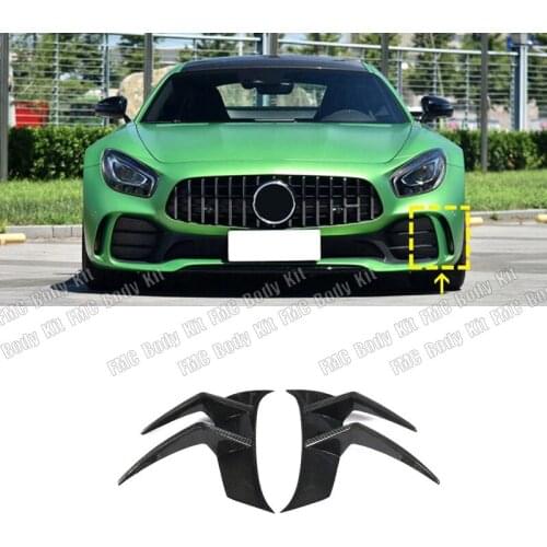 Real Carbon Fiber Front Bumper Splitters Fins Canards for Mercedes-Benz GT R AMG 2016 - 2019