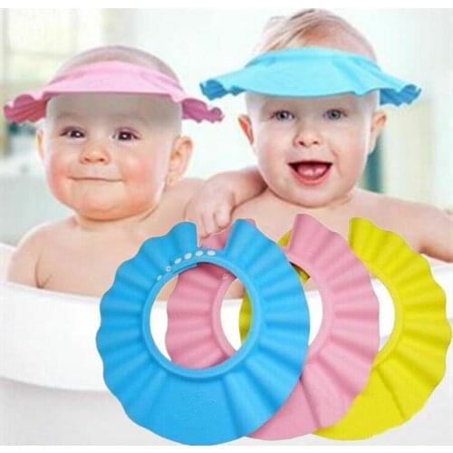Adjustable Baby kids Flower Shampoo Bath Shower Hat Cap Wash Hair Waterproof Shield