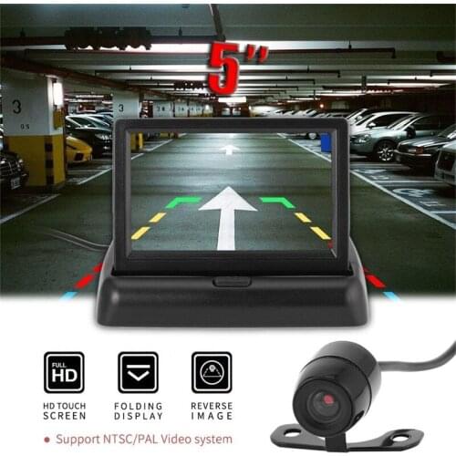 Folding 5" TFT Car Monitor Vehicle Dashboard Monitor 800 x 480 with Night Vision Waterproof Rear View Backup Camera
