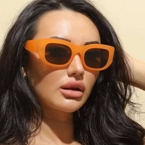 LongKeeper Square Orange Sunglasses Women/Men Luxury Brand Rectangle Sun Glasses Female Thick Frame Retro Gafas De Sol Mujer