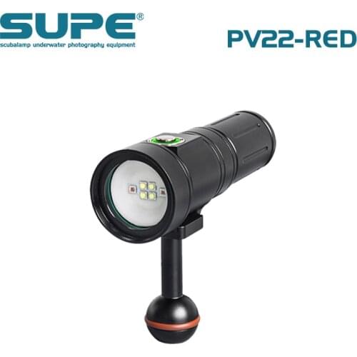 SUPE Scubalamp PV22-RED White 2000Lumens Underwater Video Light Scuba Diving Light Photography Focus Light beam angle 100 degree