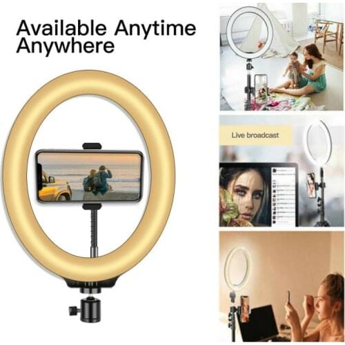 Photography LED Selfie Ring Light 26CM Dimmable Camera Phone Ring Lamp 10inch With Table Tripods For Phone Makeup Video Live