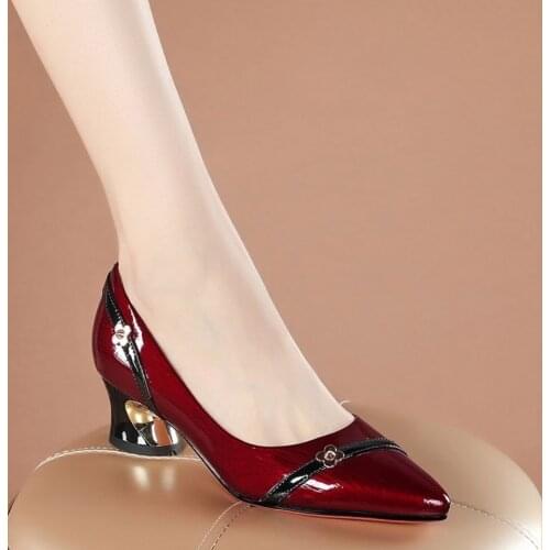 Office Lady Shoes Black Patent Leather Dress Shoes Pointed Toe Boat Shoes women shoes ladies dress shoes zapatos de mujer