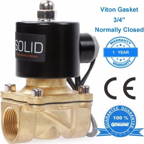 U.S. Solid 1/2", 3/4", 1" Brass Electric Solenoid Valve 24 V 12V DC 24V 220V AC, G BSP Thread Normally Closed, Air Water oil