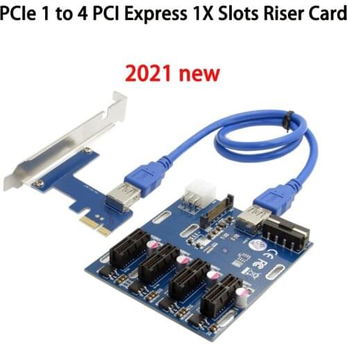 1 Set PCI-E X1 To 4 PIC Express X16 Expansion Kit 1 To 4 Port PCI Express Switch Multiplier PIC HUB 6 Pin Sata USB Riser Card