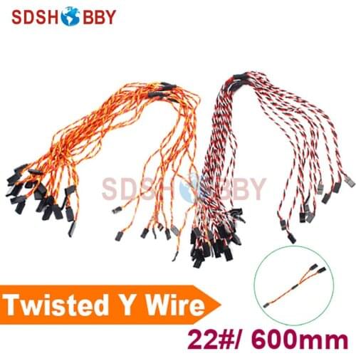 10Pcs*Heavy Duty 22#/22AWG Servo Twisted Wire Y cable 600mm