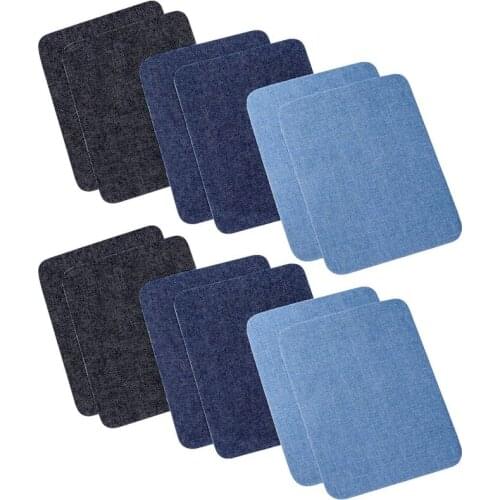 Iron On Denim Patches For Clothing Jeans 12 Pcs, 3 Colors (4.9 Inch X 3.7 Inch)