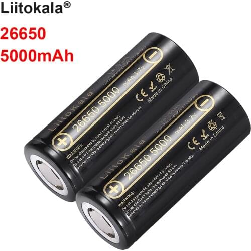 High Capacity LiitoKala 3.7v 26650 battery Li-ion Rechargeable Battery Lii-50A 26650-50A battery for Flashlight 20A new pac