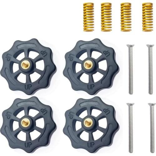 4PCS 3D Printer Accessories For CR10 / Cr-10s Hot Bed Leveling Nut Ender3 Hand Screw Nut Screw Spring M4 Leveling Kit
