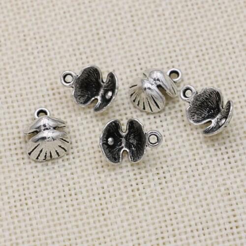 40PCS Antique Silver Plated Shell Charms Pendants for Jewelry Making Bracelet Accessories DIY Craft 14x10mm