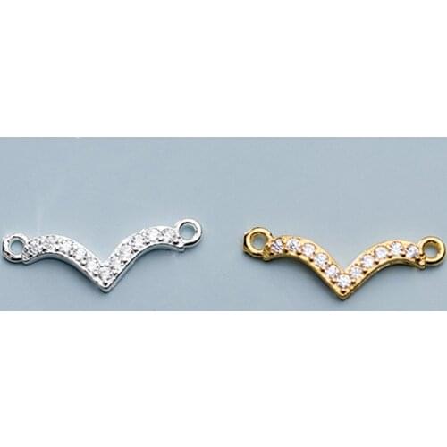 925 Sterling Silver AAA Zircon Paved Seagull Charm Connectors 17x6mm Simple Design Silver Connector Pendants DIY Jewelry Making