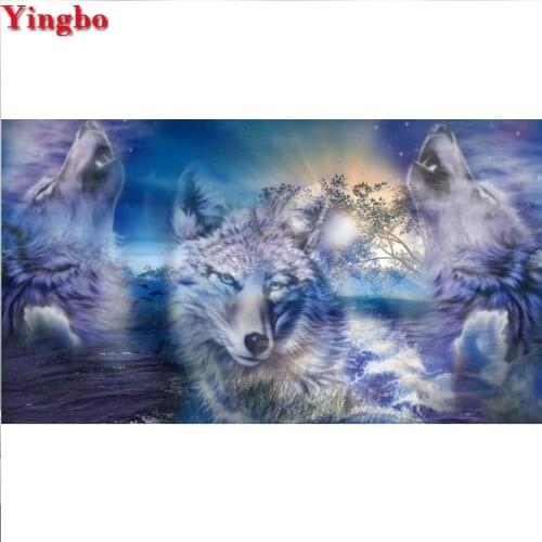 Diamond Painting Cross Stitch kits 5d diy diamond Embroidery Wolf moon landscape picture rhinestone diamond Mosaic home decor